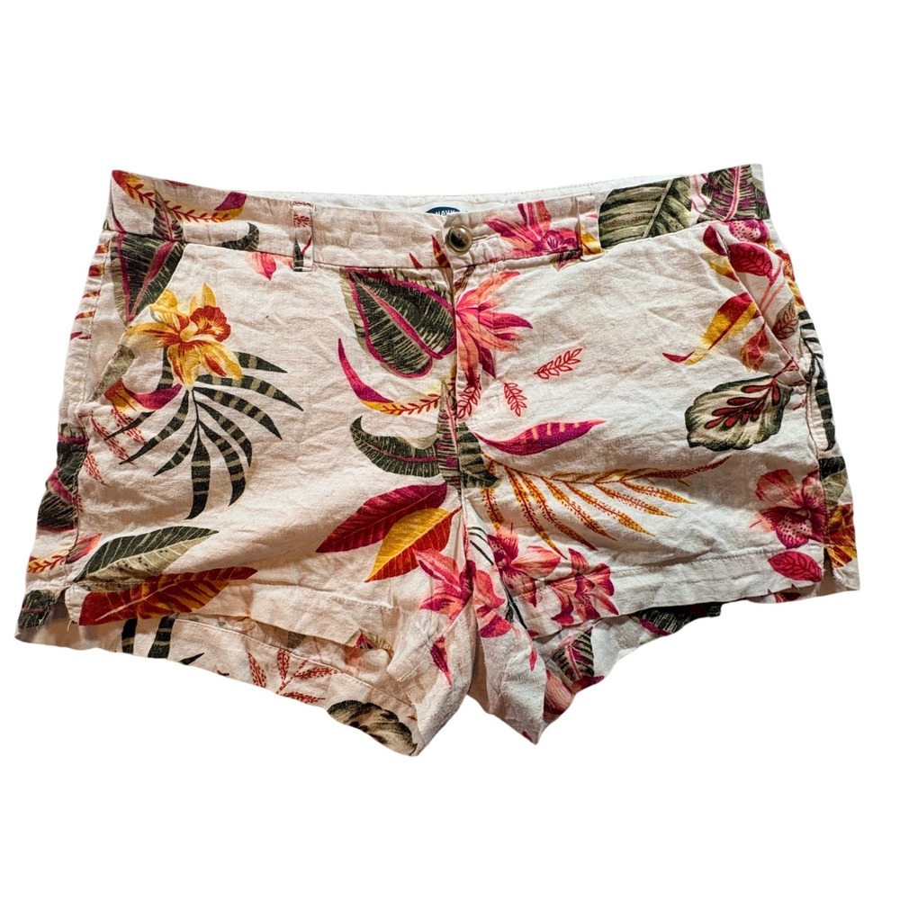 Old Navy Tropical Floral Print Shorts - White, Pink, Yellow, Green